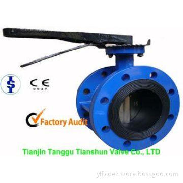 ANSI Large Double Flanged Butterfly Valve Cast Iron With El